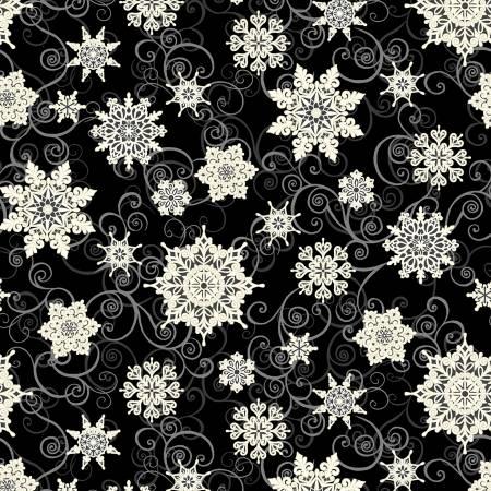 Black Frosty Melodies Digital - Fabric Bash
