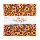Harvest on the Prairie 10 inch stacker topped with a packed sunflower print on wine
