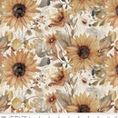 108" Evening on the Prairie - Watercolor Sunflowers Cream - Fabric Bash