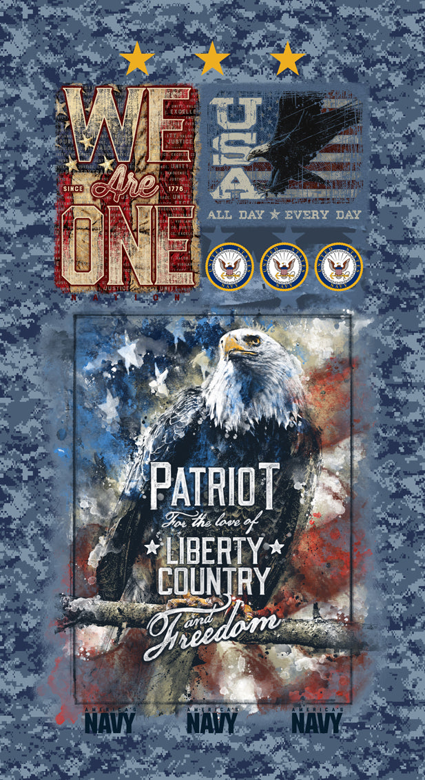 Military-Navy Panel Size 24"X43" Cotton W43