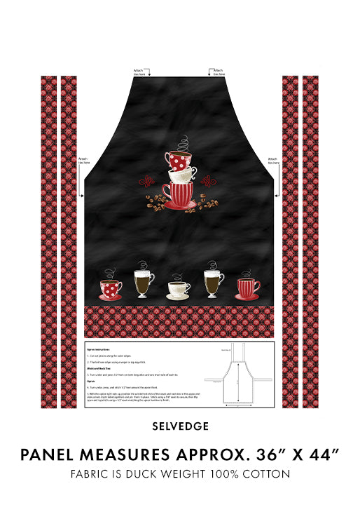 Perfect Brew Apron Panel 36" x 42" - Black/Red
