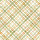 Peaches & Cream Pretty Plaid fabric with green and tan plaid on cream
