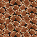Footballs Leather/Black | 100% Quilting Cotton By Skyline Studio