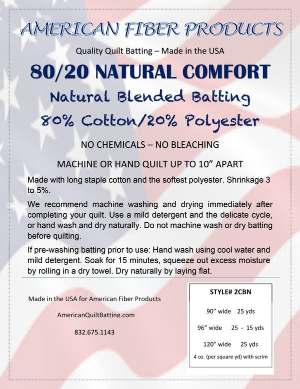 80/20 Cotton/Poly Roll 120" x 25 yds American Fibers-Loft