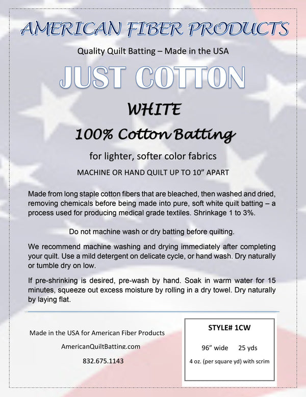 Cotton White Roll 96" x 25 yds American Fibers-Loft