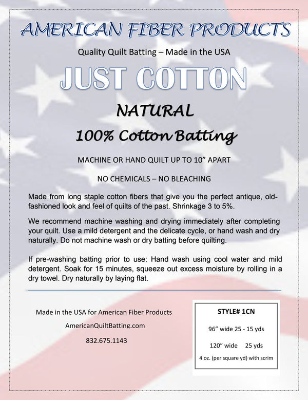 Cotton White Roll 120" x 25 yds American Fibers-Loft