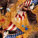 1776 AMERICAN EAGLE & FLAG TOSS AMBER - Fabric Bash