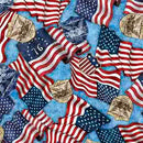 1776 AMERICAN FLAGS & 250 CREST BLUE - Fabric Bash