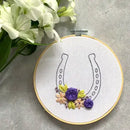 Full Embroidery Kit. Floral Lucky Horseshoe Hoop Art.