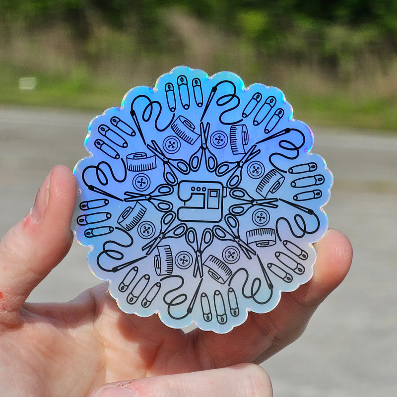 Sewing Machine Mandala Holographic Sticker