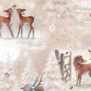 Woodland Wonder Flannel Deer Scenic Taupe