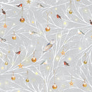 Woodland Wonder Flannel - Birds/Ornaments on Gray