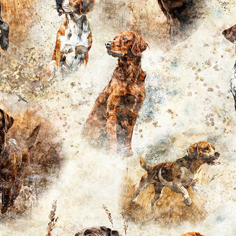 Forest, Field, and Stream - Hunting Dogs Cream Background