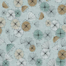 WISPS ON THE WIND- QUILTING FABRIC -  SMALL CONTEMPO FLOWERS - TEAL