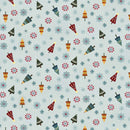 Nordic Holiday Village-Quilting Fabric-Tossed Trees-Ice Blue Multi
