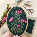 3D Coneflowers - Intermediate Hand Embroidery Diy Craft Kit - Fabric Bash