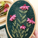3D Coneflowers - Intermediate Hand Embroidery Diy Craft Kit - Fabric Bash