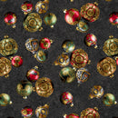 Gears & Garland - Quilting Fabric - Steampunk Christmas Ornaments- Black