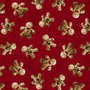 Gears & Garland - Quilting Fabric -Steampunk Gingerbread Men- Red