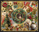 Gears & Garland - Quilting Fabric -Steampunk Christmas Panel 36"-Multi