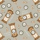 Nursery Rhyme Time - Quilting Fabric -Hickory Dickory Dock-Lt. Gray