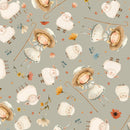 Nursery Rhyme Time - Quilting Fabric -Little Bo Peep-Lt. Gray