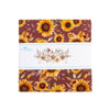 Harvest on the Prairie 5 inch stacker with sunflowers on wine red fabric and Riley Blake