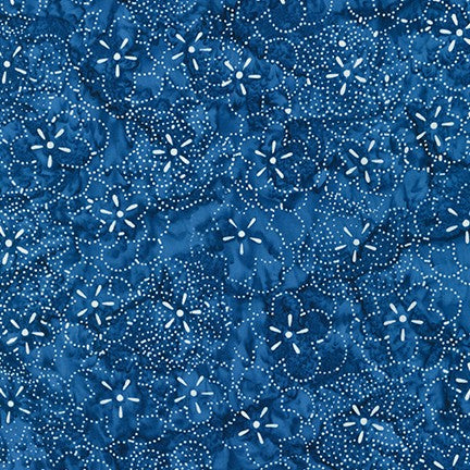 Artisan Batiks: Kasuri - Florals Blue