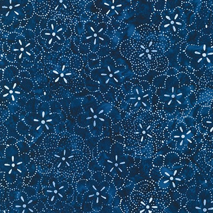 Artisan Batiks: Kasuri - Florals Navy