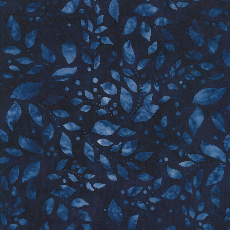 Artisan Batiks: Kasuri - Large Leaves Indigo