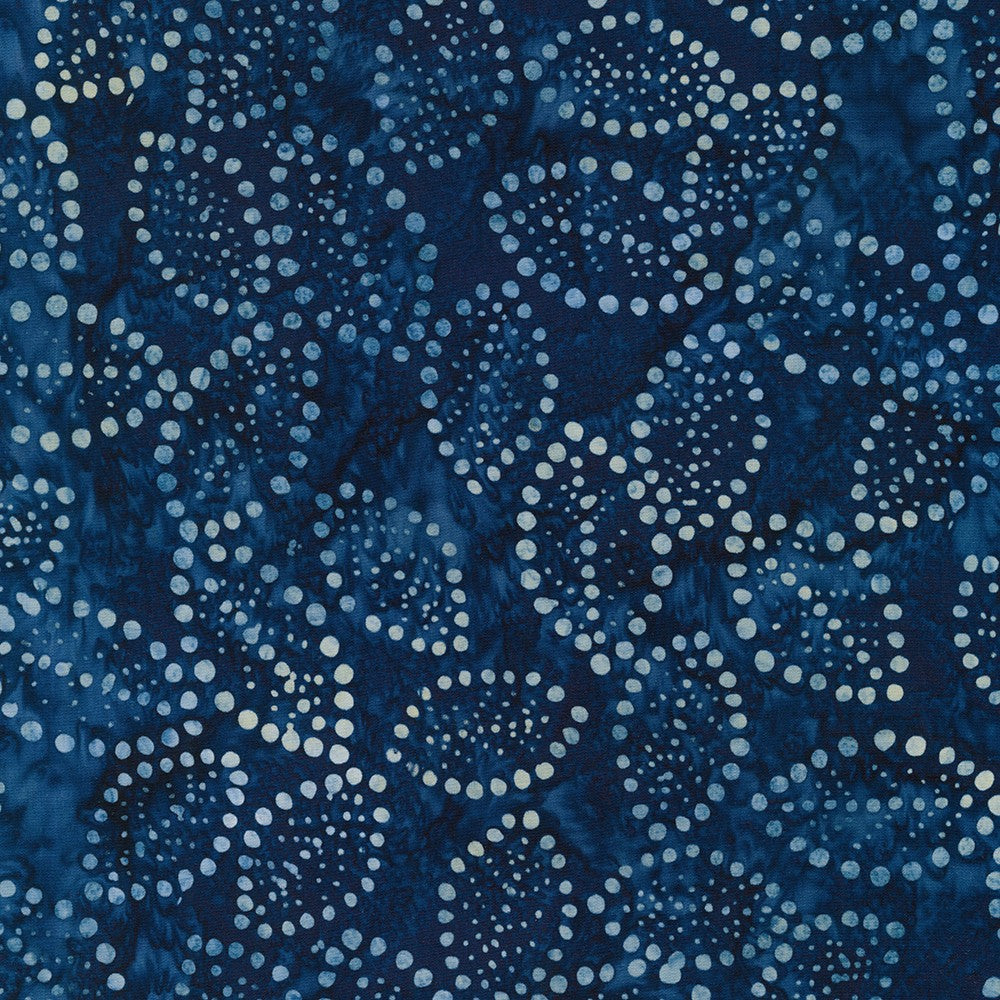 Artisan Batiks: Kasuri - Large Dotted Leaves Blue