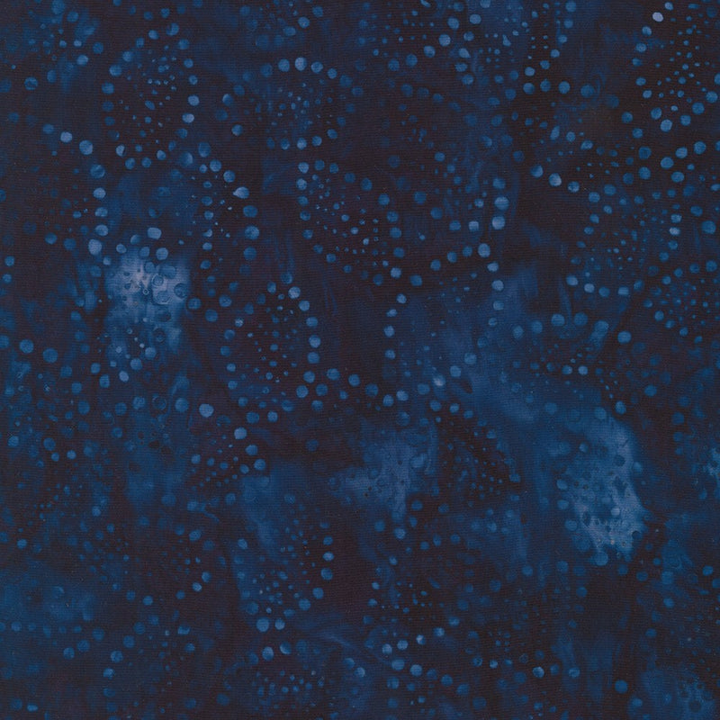 Artisan Batiks: Kasuri - Large Dotted Leaves Navy