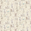 Bella Bunnies Patchwork Collage Rabbits- 8037-14 Cream