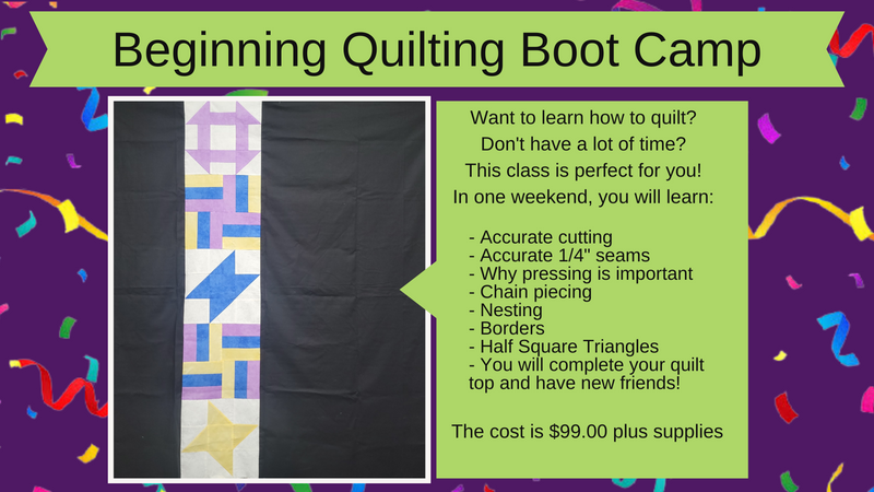 Beginning Quilting Boot Camp May 31, June 1, 2, 2024