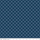Denim & Daisy Gingham Oxford Blue fabric with a navy and blue gingham check