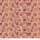 Harvest on the Prairie Leaves Marmalade fabric with wine and rose leaves on golden orange