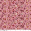 Harvest on the Prairie Leaves Pink fabric with scattered fall leaves on dusty rose