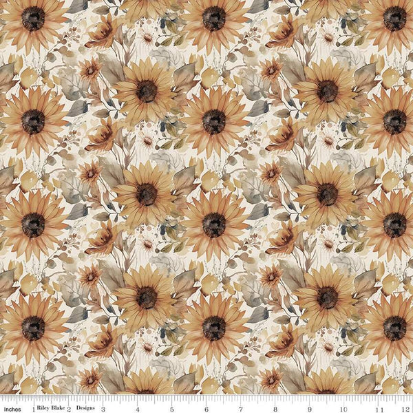 Evening on the Prairie - Watercolor Sunflowers Cream