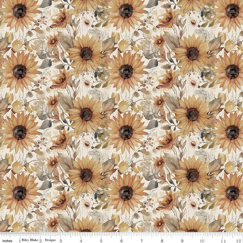 Evening on the Prairie - Watercolor Sunflowers Cream