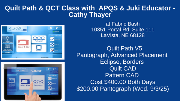 Quilt Path & Quilters Creative Touch Pantograph Class at Fabric Bash 9/3/25 - 9/4/25