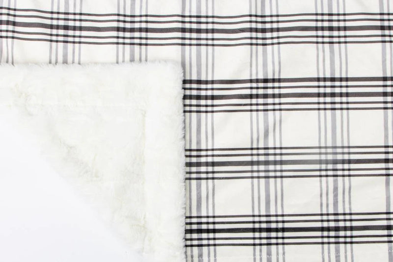 Cream Plaid Minky Blanket - 60x72