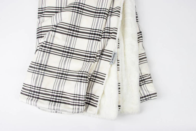 Cream Plaid Minky Blanket - 60x72