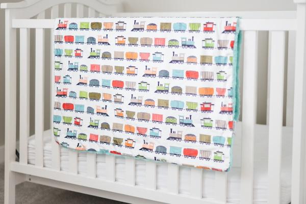 Trainyard Cream Minky Blanket - 32x36