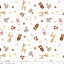 Flannel Baby Girl Animal Toss White