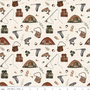 Flannel Let's Wander Gone Fishing - Cream