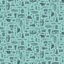 Happy Haven - Quilting Cotton Fabric - Let's Camp - Aqua