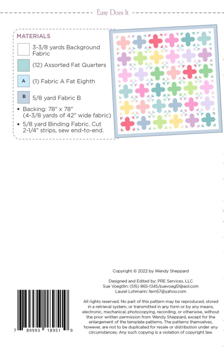 Wendy Sheppard Easy Does It Quilt Pattern