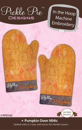Pumpkin Oven Mitts and Pot Holder Handles In-the-Hoop Machine Embroidery