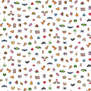 Game Over – Level Up Gaming Icons White – Cotton Fabric