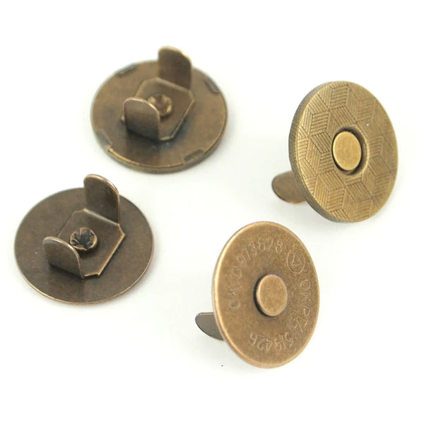 TWO 3/4" THIN EXTRA STRONG MAGNETIC SNAPS Antique